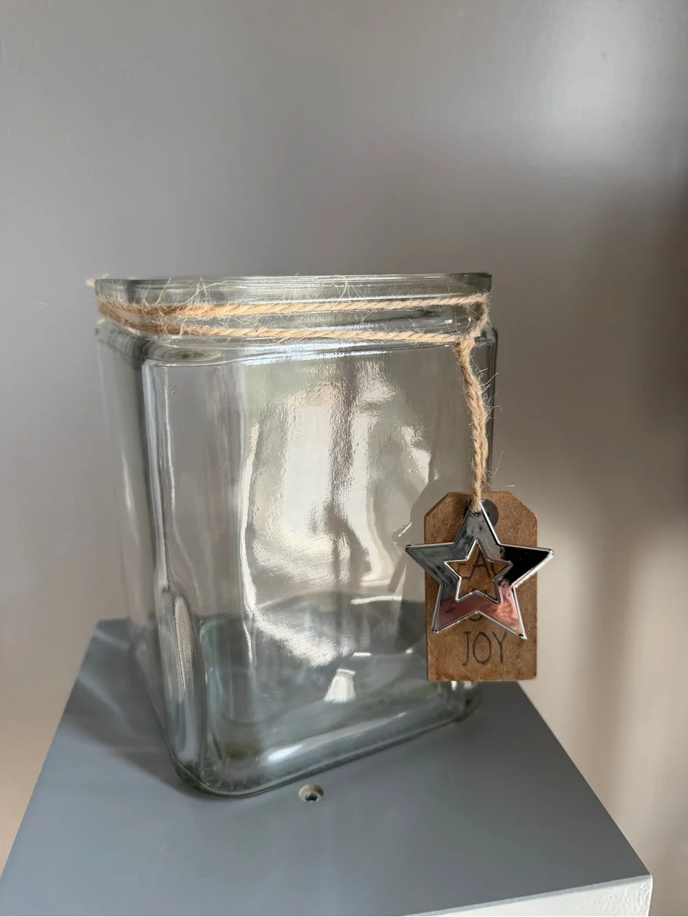 Glass Holiday Jar with Silver Star Accent - Clear